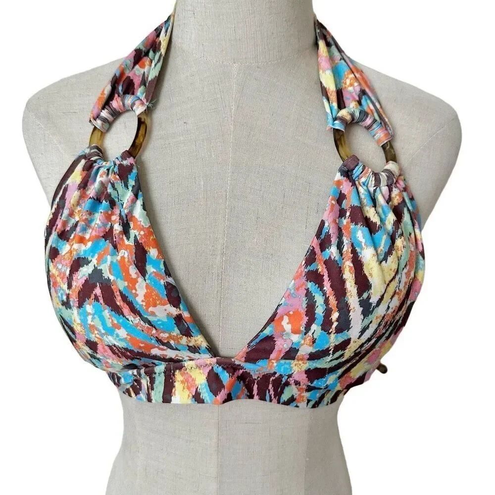 Becca  colorful swimsuit top size Large